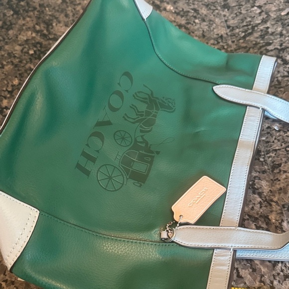 Coach color block Green Tote Bag EUC - Picture 14 of 16
